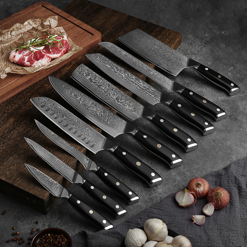 Damascus Steel Kitchen Knife 9 Cross-Border Chef Knife Set Boning Knife Fruit Bread Knife Spot Manufacturers details Picture