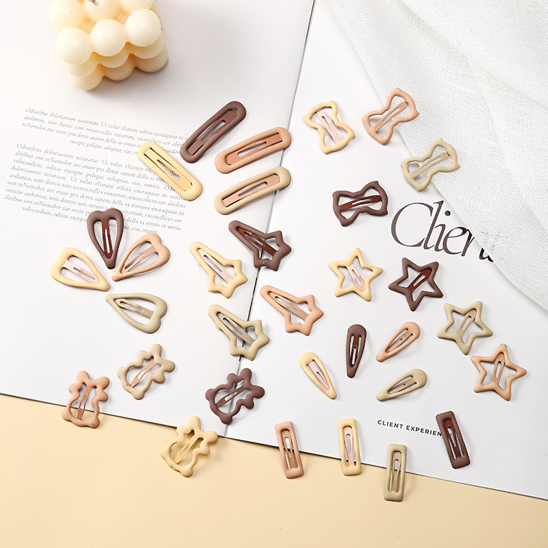Spring And Summer Milk Coffee Children's Hairpin Little Girl's Back Of The Head Broken Bb Clip Bangs Clip Side Hairpin Spot details Picture