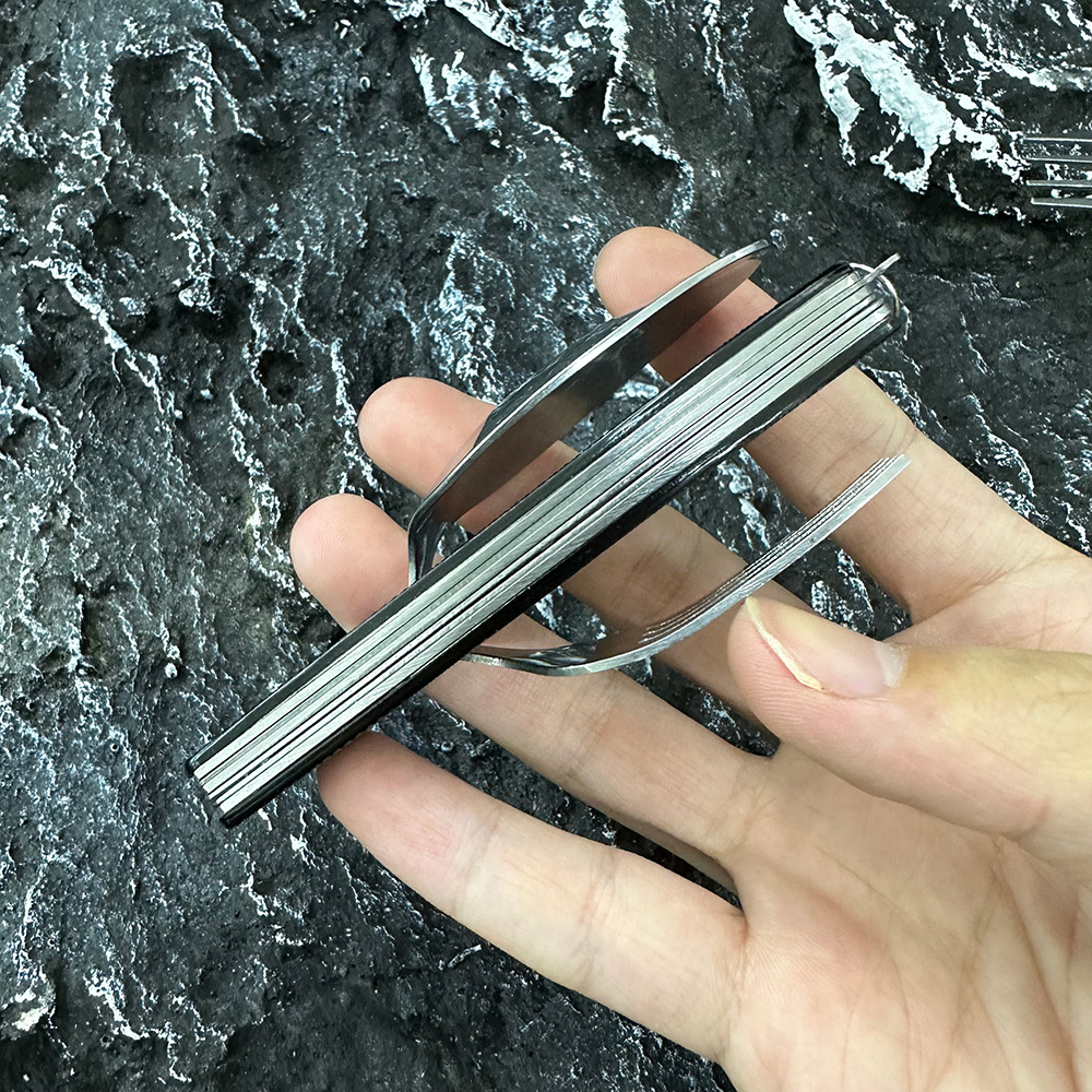 Mini folding knife, fork and spoon set, detachable combination, outdoor mountaineering and travel tableware, multi-opening aluminum handle Swiss knives Application Scenario
