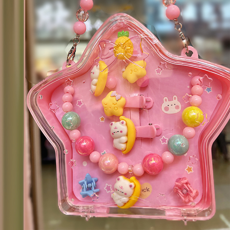 Children's Necklace Earring Set Crystal Resin Girl's Adornment Girl's Princess Handbag Set Jewelry Wholesale Application Scenario