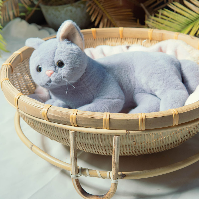 Bamboo products for summer cool nests, suitable for all seasons, rattan woven villas, popular for young cats and pet cat beds, bamboo woven double-layer wholesale Specification drawing