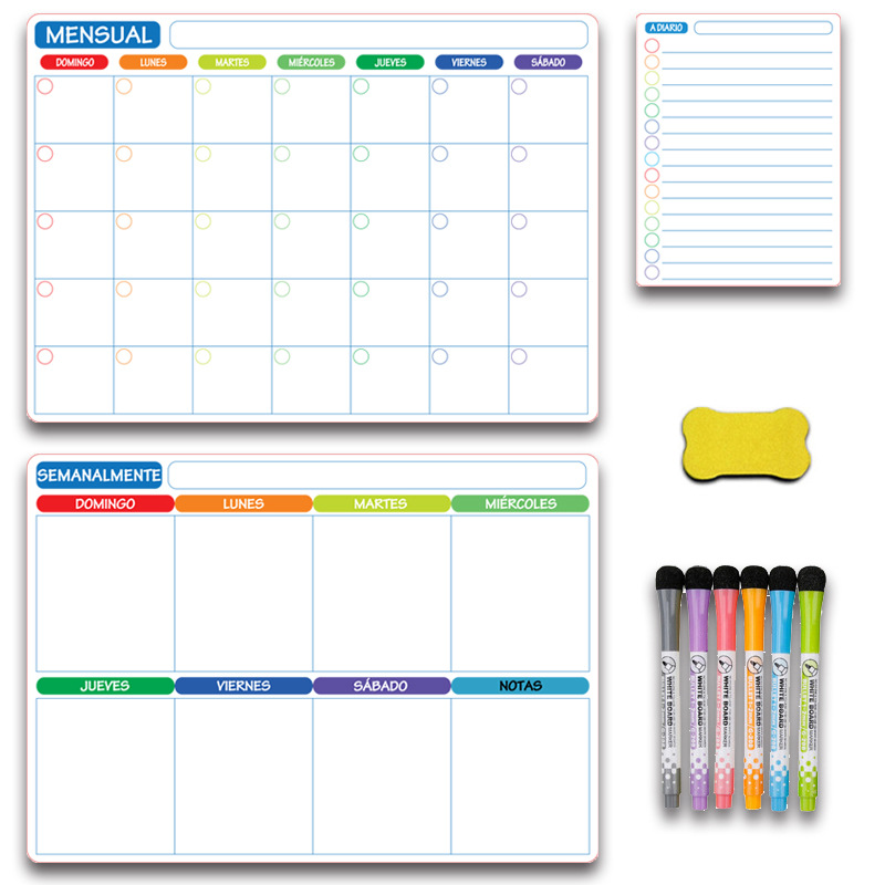 Weekly and monthly schedule, refrigerator stickers, magnetic soft whiteboard calendar stickers, removable erasable message stickers, refrigerator magnetic stickers details Picture