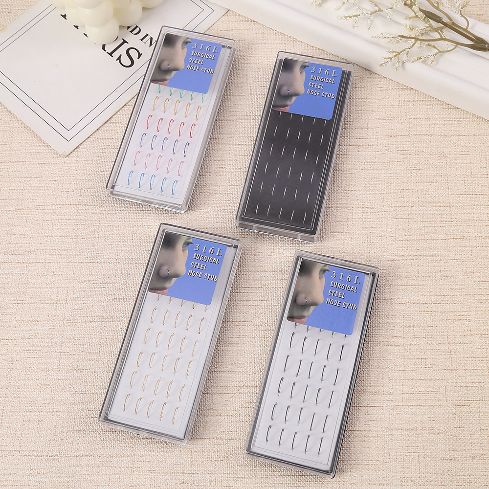 Factory wholesale of non-perforated U-shaped nose stud sets from Europe and America, personalized stainless steel nose decorations, cross-border nose rings