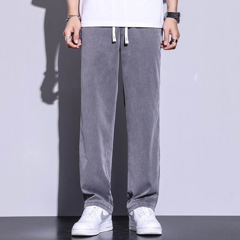 Summer thin Tencel jeans, men's loose straight-leg casual wide-leg pants, men's ultra-thin ice silk trendy long pants details Picture
