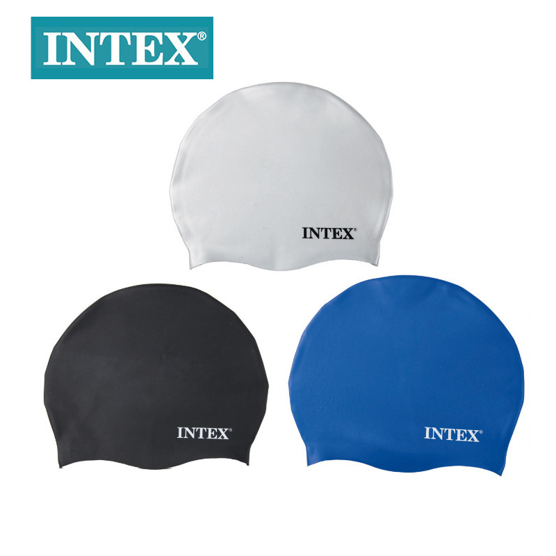 INTEX55991纯色硅胶防水泳帽潜水护耳涂层游泳帽专业游泳用品批发