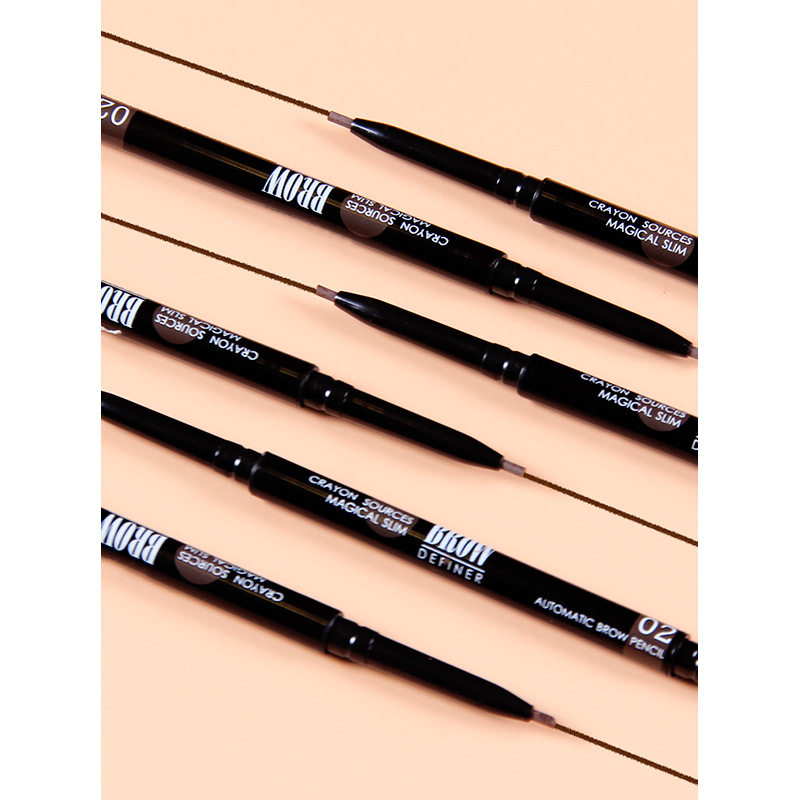 Midnight Cool Black Precision Plastic Ultra-Fine Double-ended Eyebrow Pencil, waterproof 1.5mm lead with eyebrow brush, Factory direct sale Specification image