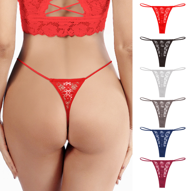 Olivia's Night export sexy and interesting lace low-waist thongs for women, hot-selling lace-patterned elastic T-pants manufacturer wholesale Specification image