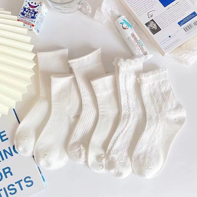 White socks for girls, cute Japanese jk socks, summer lace ins trendy mid-calf socks for women, pure cotton summer thin style Application Scenario