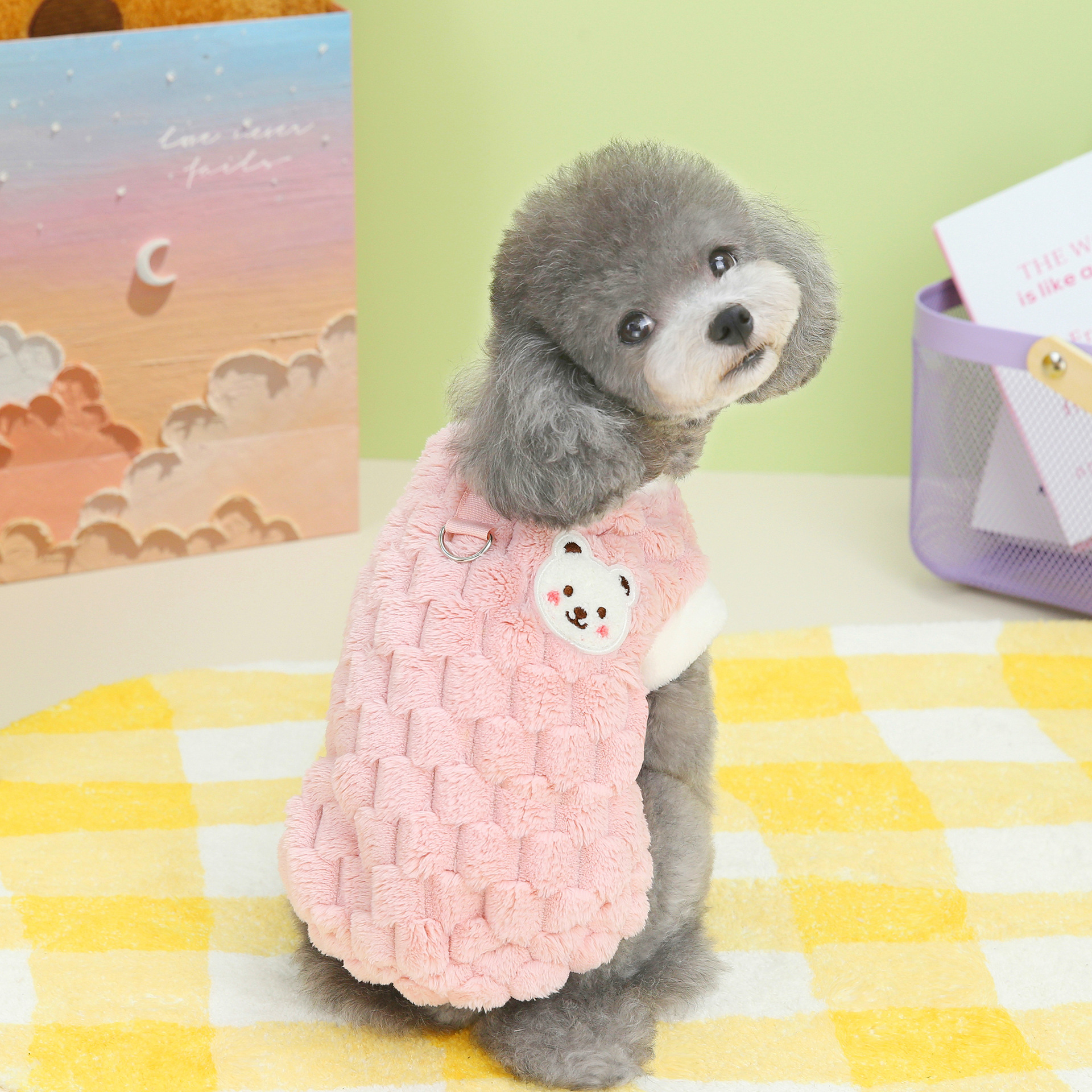 Wholesale of pet clothes, dog clothing, autumn and winter pet supplies, Teddy cat cotton-padded clothes, 23 scarab velvet vests Specification image