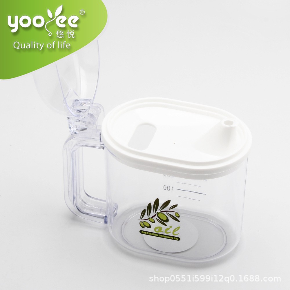 Yuyue plastic 600ml oil pot Transparent household kitchen supplies seasoning pot non-slip handle oil pot seasoning wholesale details Picture