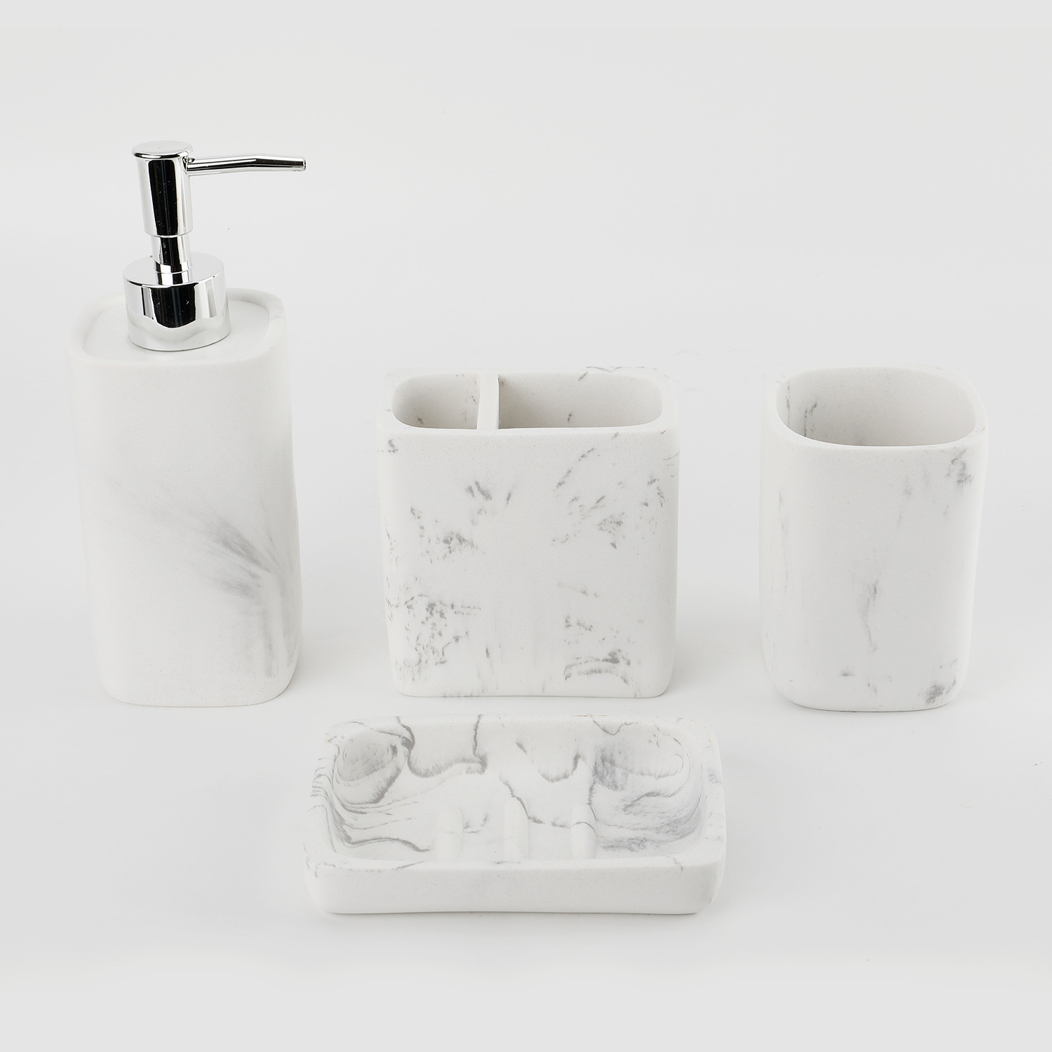 Cross-Border Sales Nordic Home Resin Bathroom Set Hand Sanitizer Bottle Marble Bathroom Wash Four-Piece Set Application Scenario