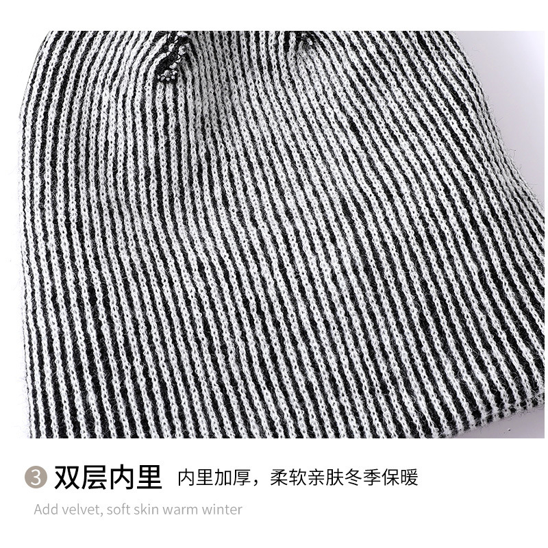 Cross-Border Warm Europe And The United States Knitted Hat Set Men And Women Double-Layer Cold Plus Velvet Hat Collar Gloves Three-Piece Winter Set Specification drawing