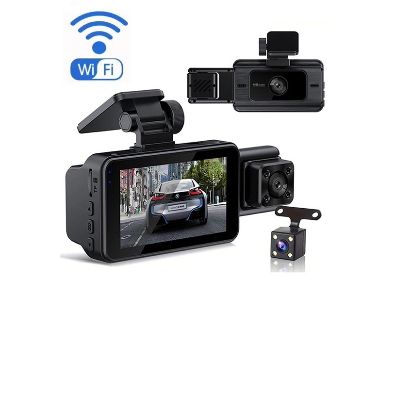 行车记录仪3寸三录WIFI车载监控夜视高清摄像头CarDvrCam跨境新款                   