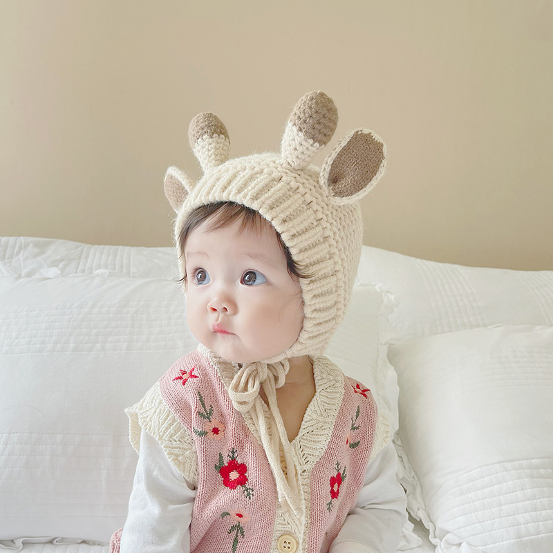 Baby Hat Autumn And Winter Pure Cotton Cute Super Cute Baby Wool Hat Boys And Girls Winter Warm Baby Ear Protective Hat Specification drawing
