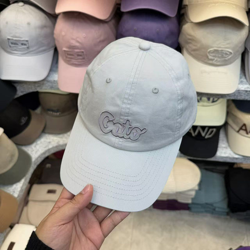 Korean sweet and cute embroidered letter youthful baseball cap for women, new Spring 2025 fashionable and face-enhancing small baseball cap details Picture