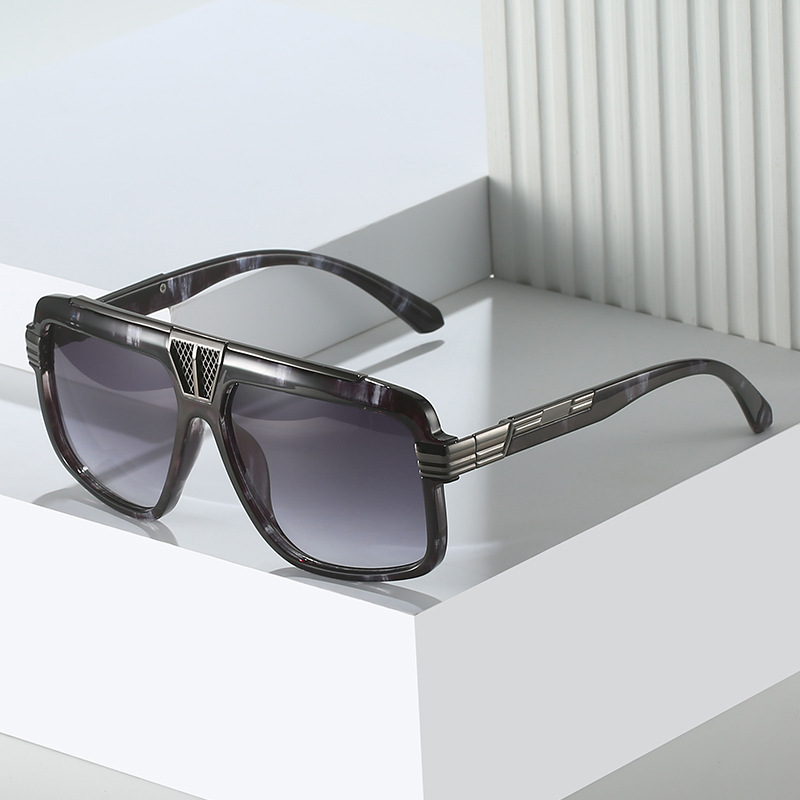 2023 Cross-border new square sunglasses, European and American fashion square frame glasses for men, personalized retro large frame sunglasses for women details Picture