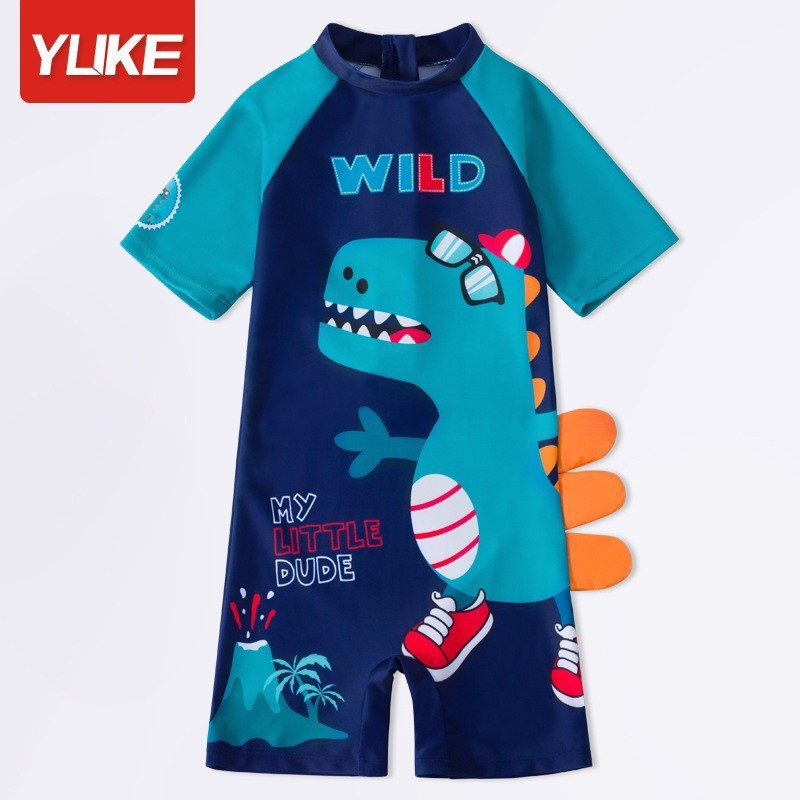 Children's Swimwear Boys And Girls Ins New Medium Children's Swimwear Baby One-Piece Sunscreen Hot Spring Bathing Suit Wholesale Specification drawing
