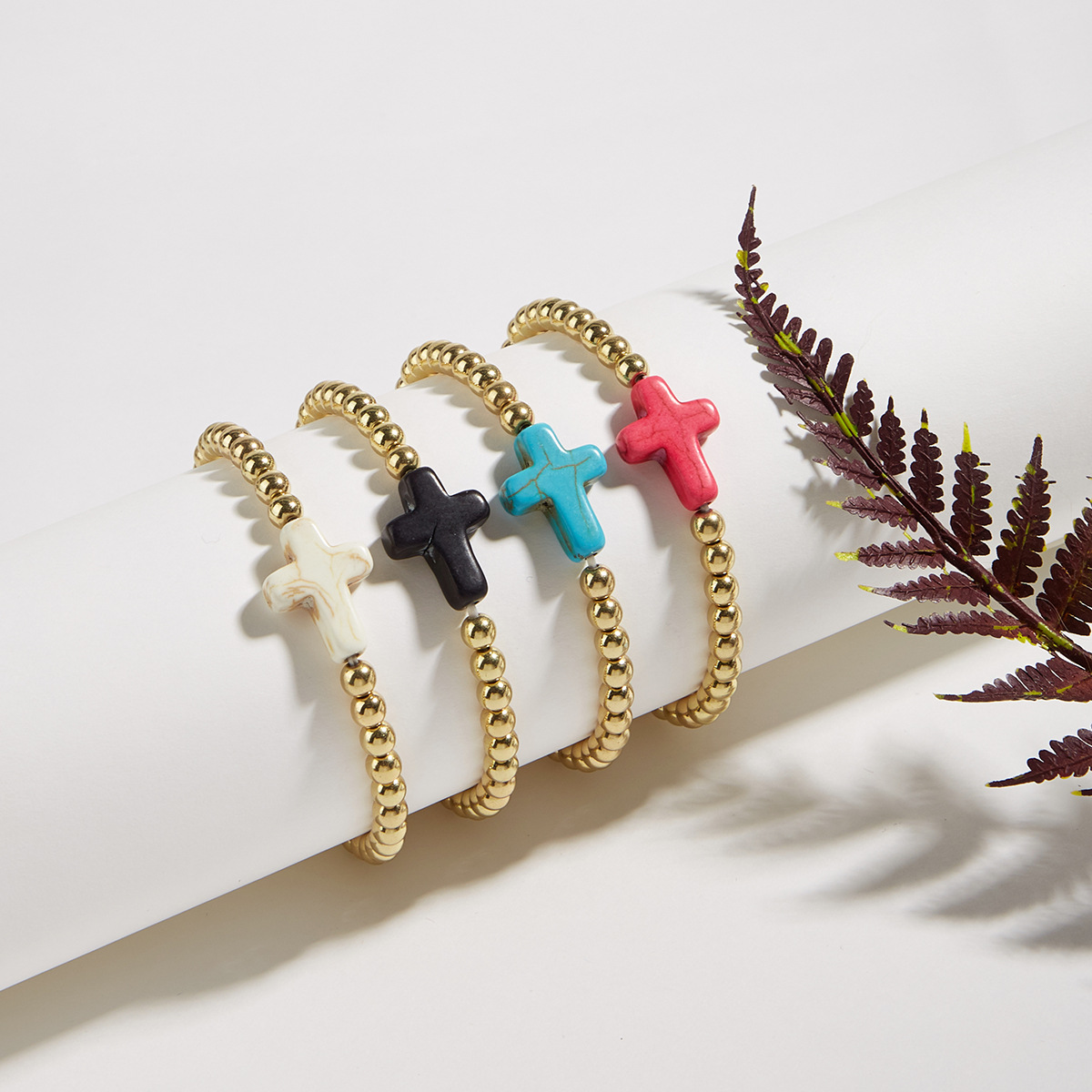 Europe And The United States Cross-Border Sales Of Simple Fashion Color Turquoise Cross Bracelet Ccb Beaded Retro Creative Bracelet Couple Gift Manufacturers Wholesale details Picture