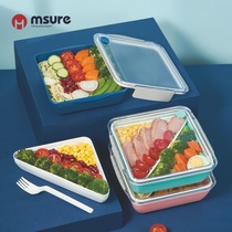 Simple square sealed silicone bento box salad box with fork food grade divided fat reduction salad crisper