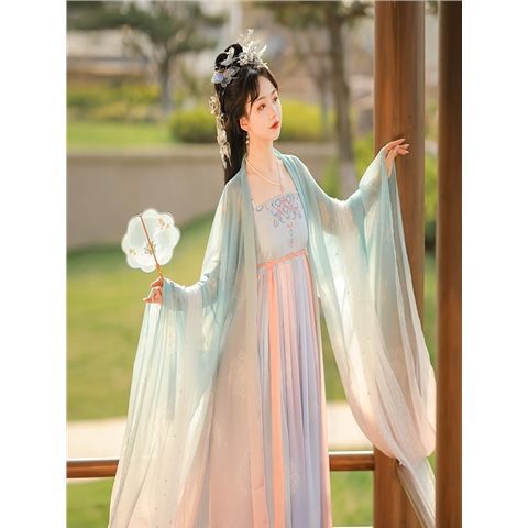 National Trend - Hanfu Women's Chinese Style Spring and Summer Slimming Adult Kezi Dress New Tang-style ancient Costume Genuine Flowing and ethereal Set Application Scenario