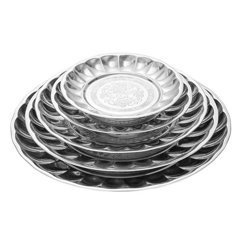 Lily Vintage Style Plate Home Thickening Hotel Hotel Restaurant Fruit Plate Stainless Steel Plate Manufacturer Wholesale Plat Item Picture