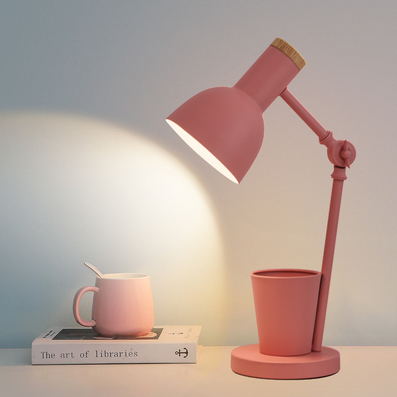 Nordic creative pen holder desk lamp, student-specific eye-protecting dormitory desk reading lamp, bedroom ins girl bedside lamp Specification image