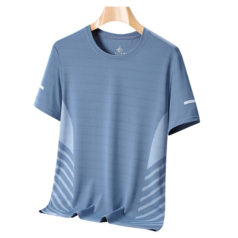 Middle-aged and elderly dads' 2023 short-sleeved men's T-shirt, summer ice silk style, trendy brand base layer, half-sleeved T-shirt Item Picture