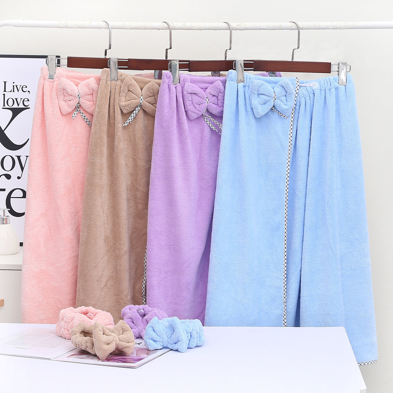 【LOVELY HOME】【 Hold Jia 】 Female bath three-piece set soft suction bath skirt dry hair hat to send friends gift towel details Picture