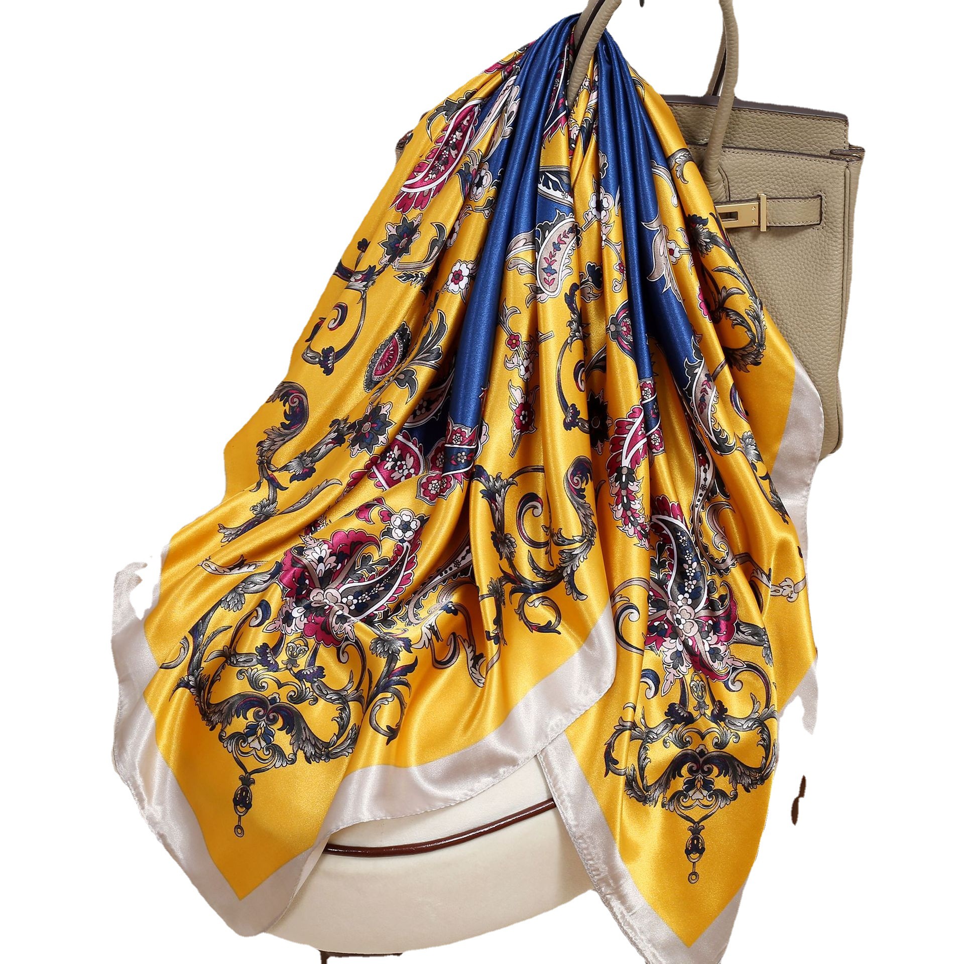 90X90 Big Square Scarf Women's New Explosive 2024 Silk Scarf Spring And Autumn High Fashion Mother Small Square Scarf Scarf Item Picture
