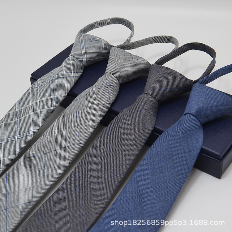 Men's Business tie Men's British American style retro suit dress Cotton zipper grey 7 casual hand tie