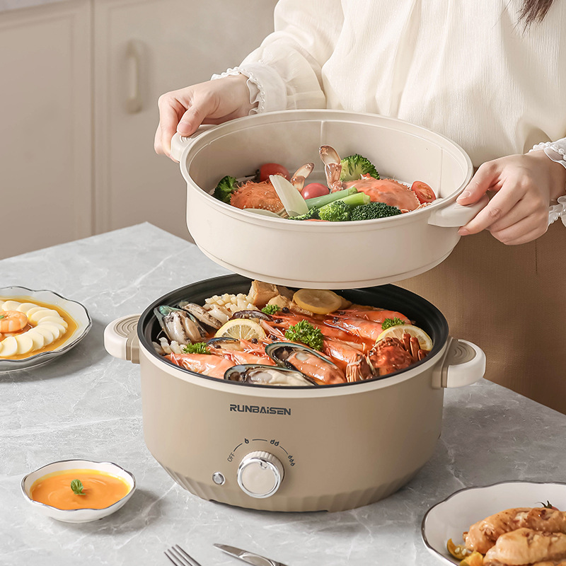 Large Capacity Household Electric Cooking Pot Electric Hot Pot Multi-Functional Cooking Pot One Pot Dormitory Non-Stick Electric Wok Electric Steamer Specification drawing