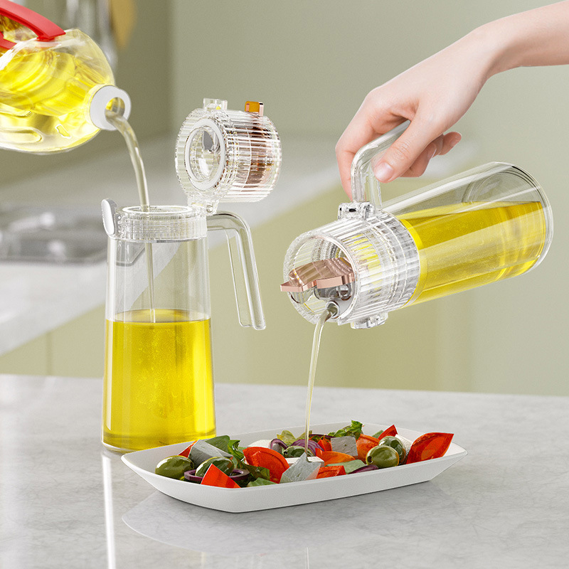 Automatic opening and closing glass oil pot Household kitchen leakproof sealed oil pot pot large capacity soy sauce oil filling bottle full figure