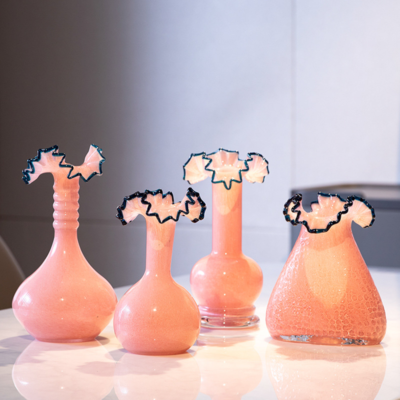 Mermaid glass vase, retro art glass water cultivation, living room dried flower arrangement, Nordic home decoration item details Picture