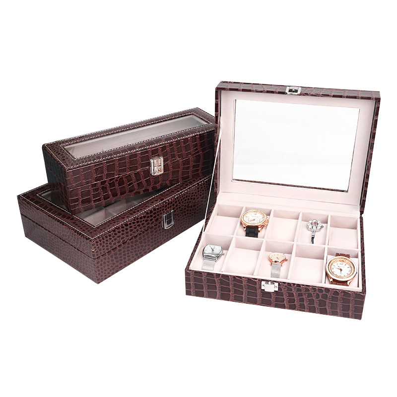Transparent Watch Box Crocodile Print 12-Bit Watch Box Leather 6-Bit Watch Box Storage Box Custom Watch Gift Box Specification drawing