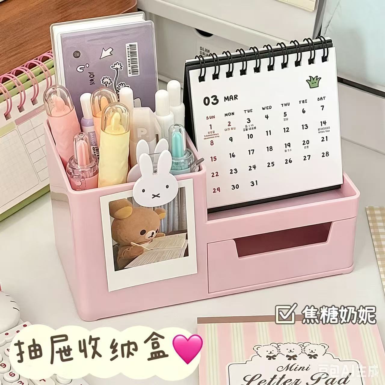Drawer storage box, desktop office desk, student compartments, remote control, stationery storage, household multi-compartment large plastic box details Picture