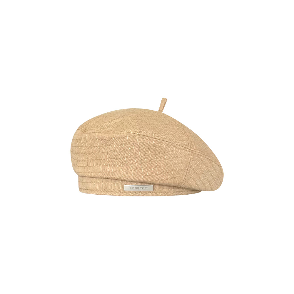 A versatile and face-enhancing little Bailey hat for women, spring and autumn style, thin small label solid color checkered bud hat, Korean street style painter Item Picture