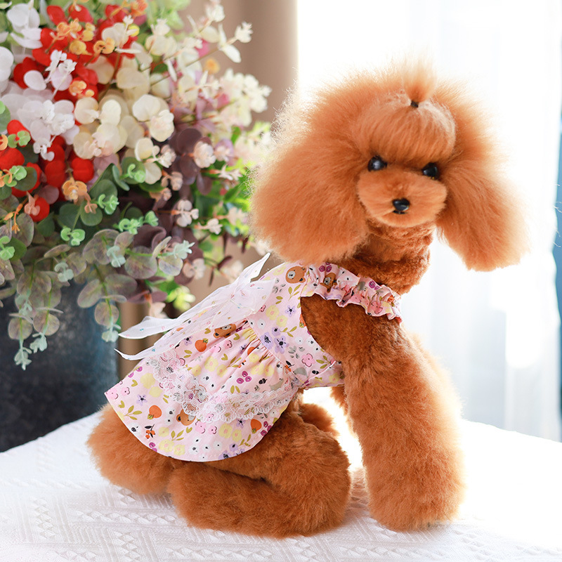 Summer new pet dress, cute halter thin dog dress, lace bow princess cat clothing Application Scenario
