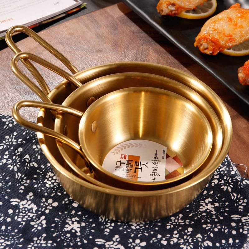 304不锈钢碗韩式米酒碗金色带把手小吃碗韩式料理店专用碗调料碗详情图3