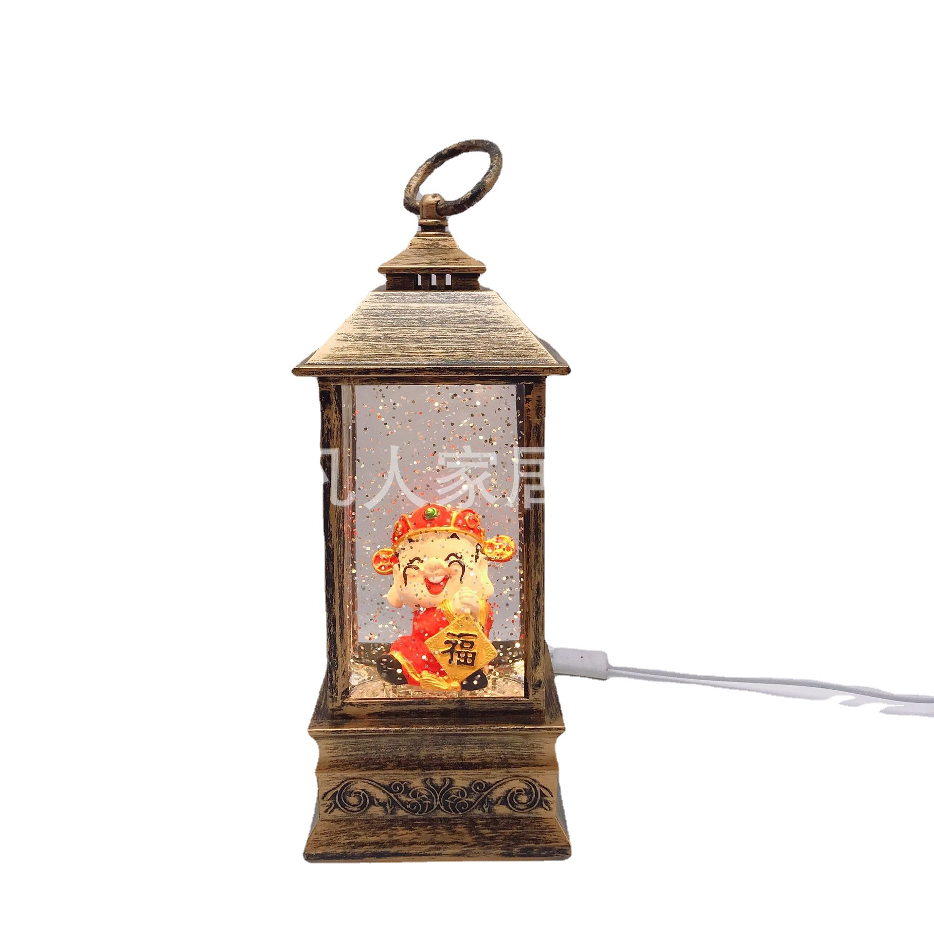Opening Of Water-Flood Wind Light Snow Music Box Festive Creative Gift Music Box God Of Wealth Decoration Item Picture