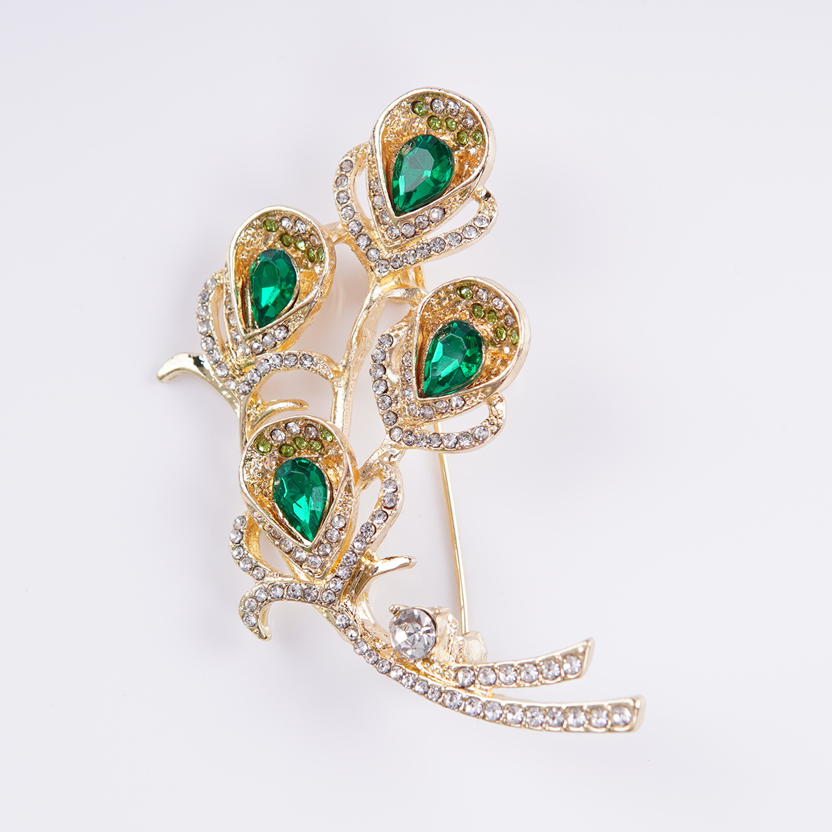 金玉良缘凤凰翎小众复古设计款镶钻气质胸针小众时尚服装配饰批发