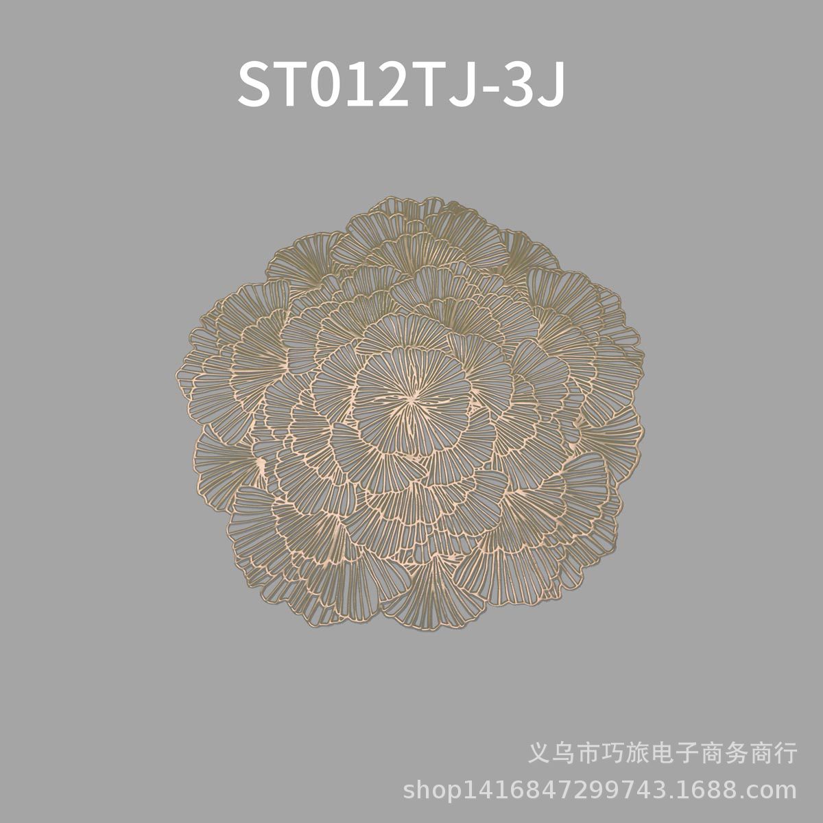 Teslin Nordic Japanese Chinese European Hot Stamping Plate Heat Insulation Round Pvc Hot Stamping Placemat Light Luxury Decoration Specification drawing
