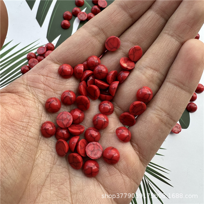 3-30Mm Non-Porous Flat Bottom Semi-Circular Line Red Plastic Ring Surface Patch Loose Beads Diy Handmade Jewelry Accessories Item Picture