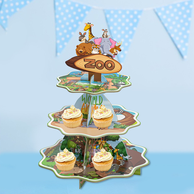 Paper Creative Multi-Layer Paper Cake Stand Collapsible Disc Disposable Baked Treats Stand For Party Decorations Specification drawing