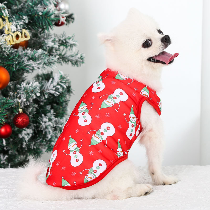 Pet dogs, cats, Christmas vests, clothes, small and medium-sized pet dogs, teddy bears, bichon frises, snowmen, elk supplies and decorations details Picture