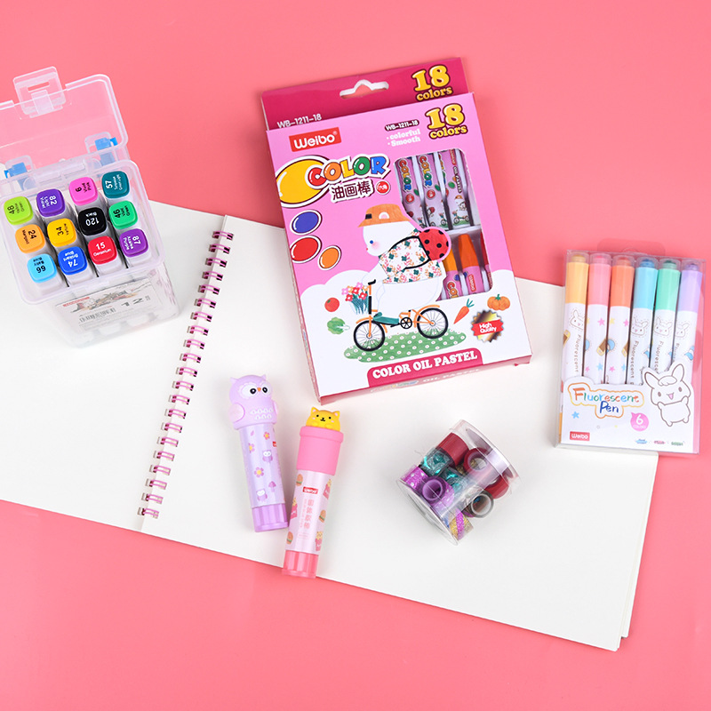 Weibo creative stationery primary school students prize children New Year gift stationery set Specification drawing