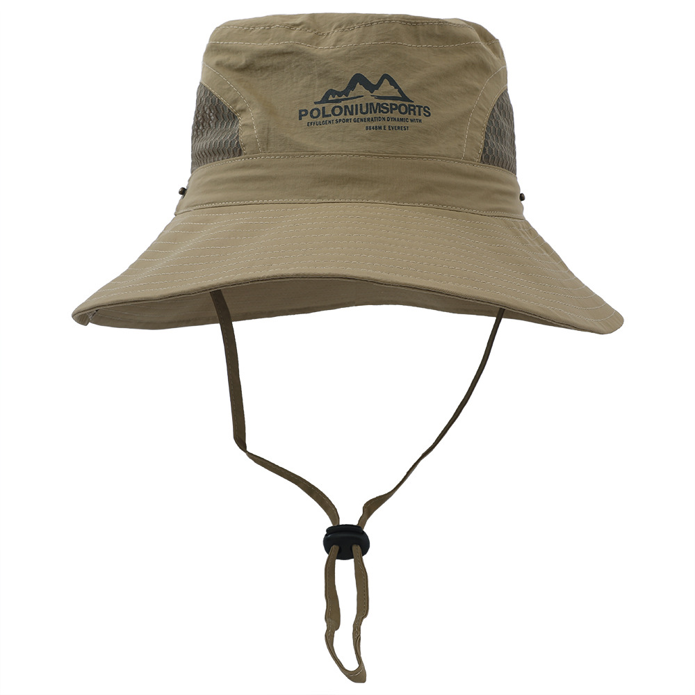 New Men's Sun Protection Mountain Climbing Windproof Rope Fisherman's Hat Sun Outdoor Large Overhang Visor Hat Men's Summer Basin Hat details Picture