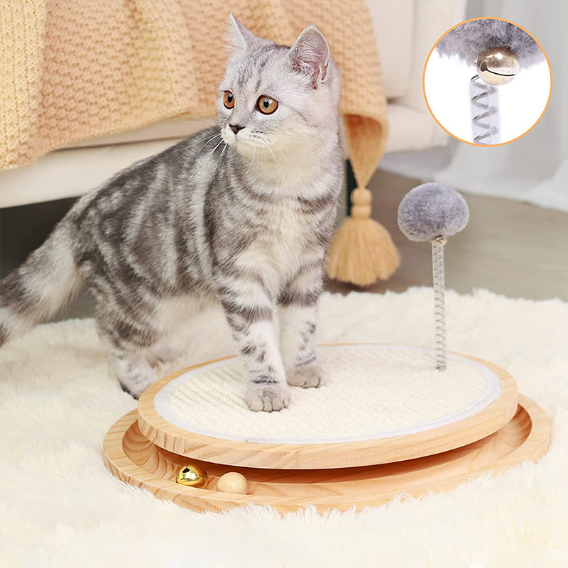 宠物猫玩具滚轮抓板垫   小猫智力剑麻抓板铃铛滚球锻炼猫抓板详情图1