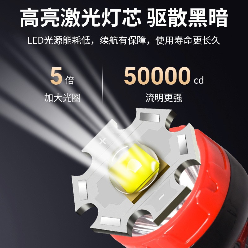 Handheld flashlight with strong light, long battery life, charging, small portable, ultra-bright long-range shooting, outdoor household wholesale details Picture