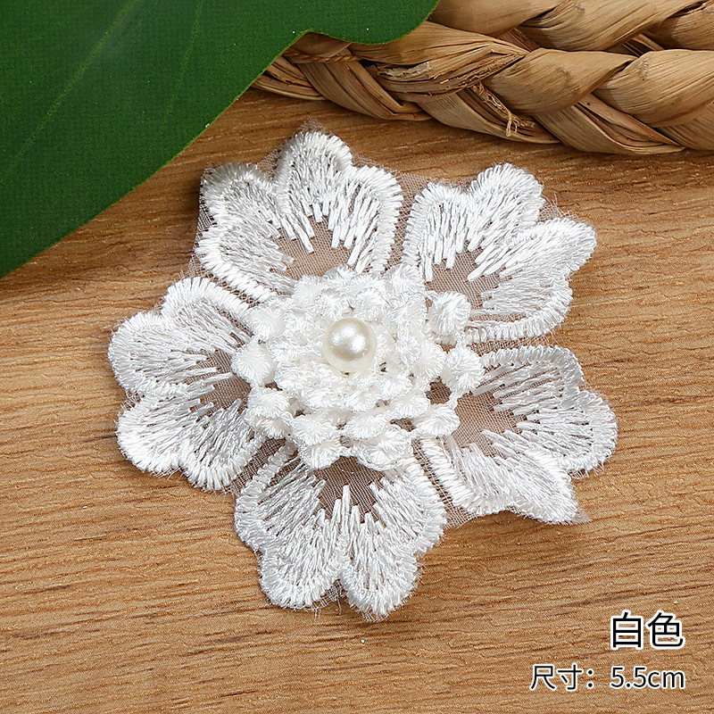 Nueva llegada single 5.5CM multicolor stereo clavos cuentas flores poliéster cordón soluble en agua accesorios DIY encaje de novia Application Scenario