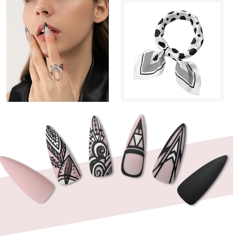 Extra-long French ballet nail, pointed-toe nail art full patch, wearable false nail finished patch, for export to Europe and America, exclusive for export of wearable nails details Picture